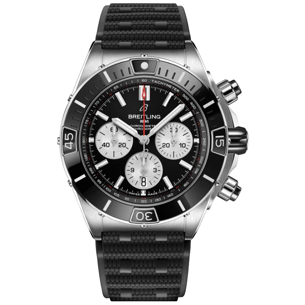 Breitling AB0136251B1S1 Breitling Super Chronomat B01 44 stål svart gummiband