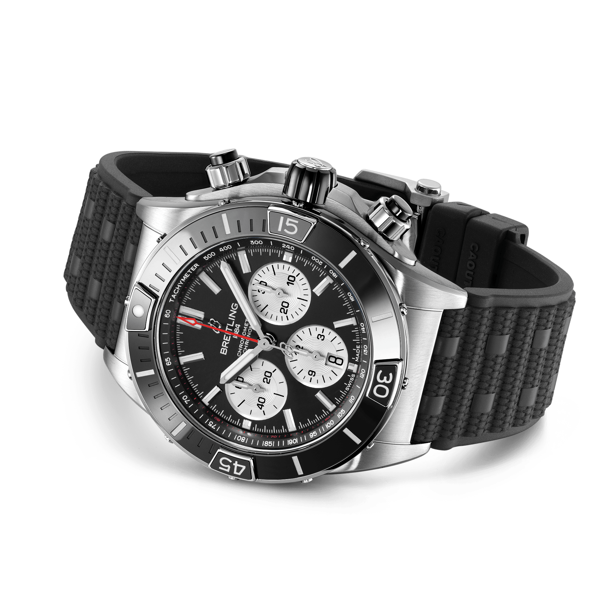 Breitling AB0136251B1S1 Breitling Super Chronomat B01 44 stål svart gummiband sidobild