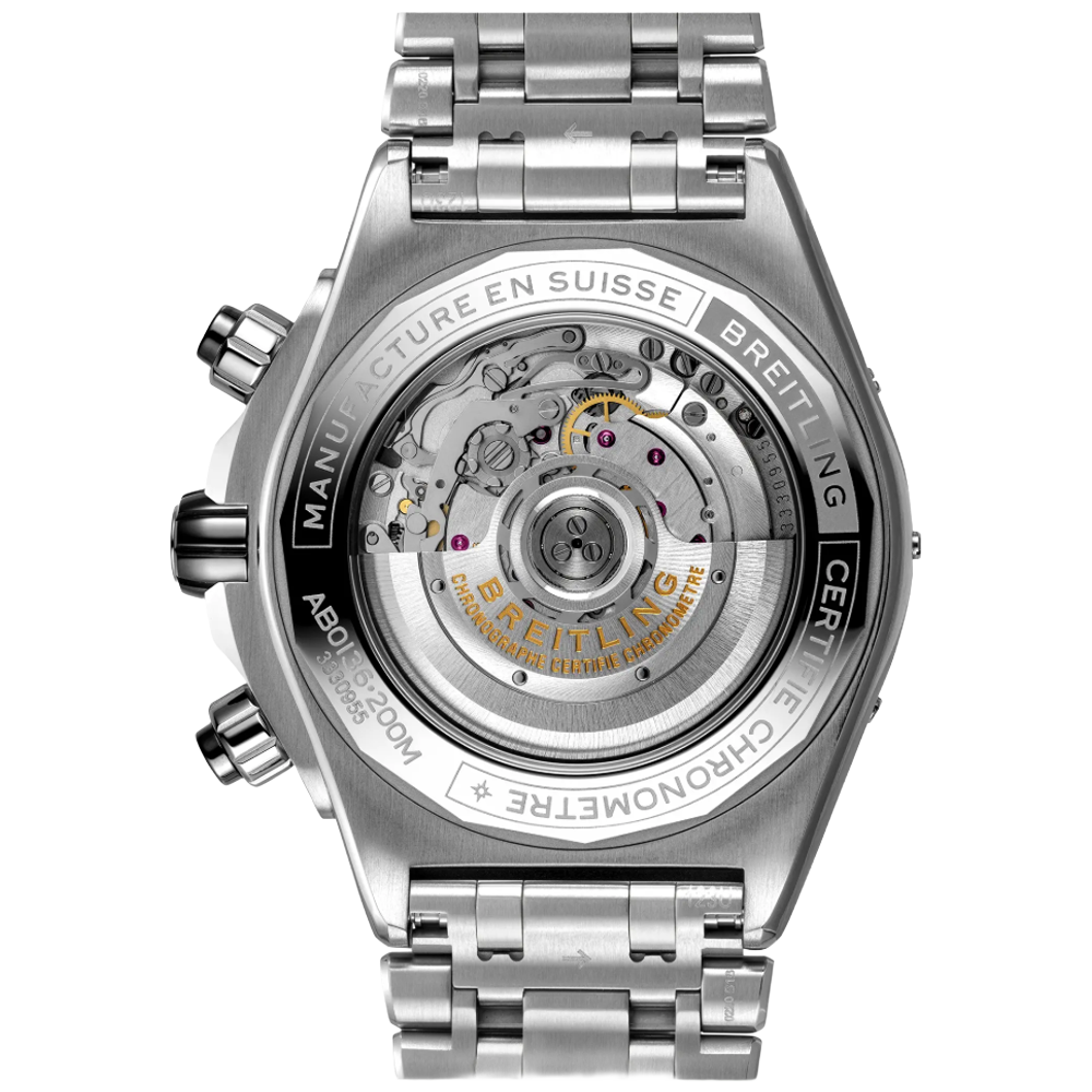 Breitling AB0136251B1A1 Breitling Super Chronomat B01 44 stål svart baksida