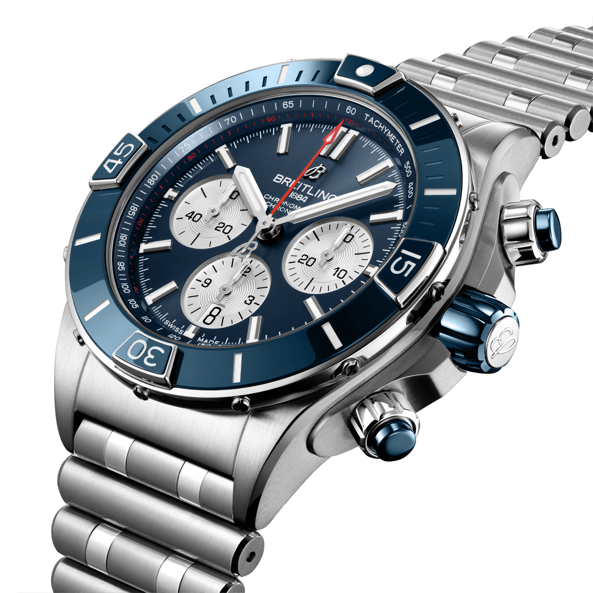 Breitling AB0136161C1A1 Breitling Super Chronomat B01 44 stål blå sidobild