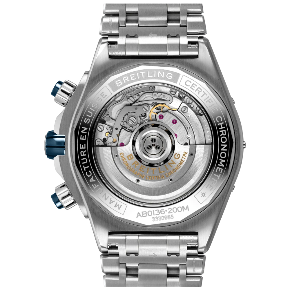 Breitling AB0136161C1A1 Breitling Super Chronomat B01 44 stål blå baksida