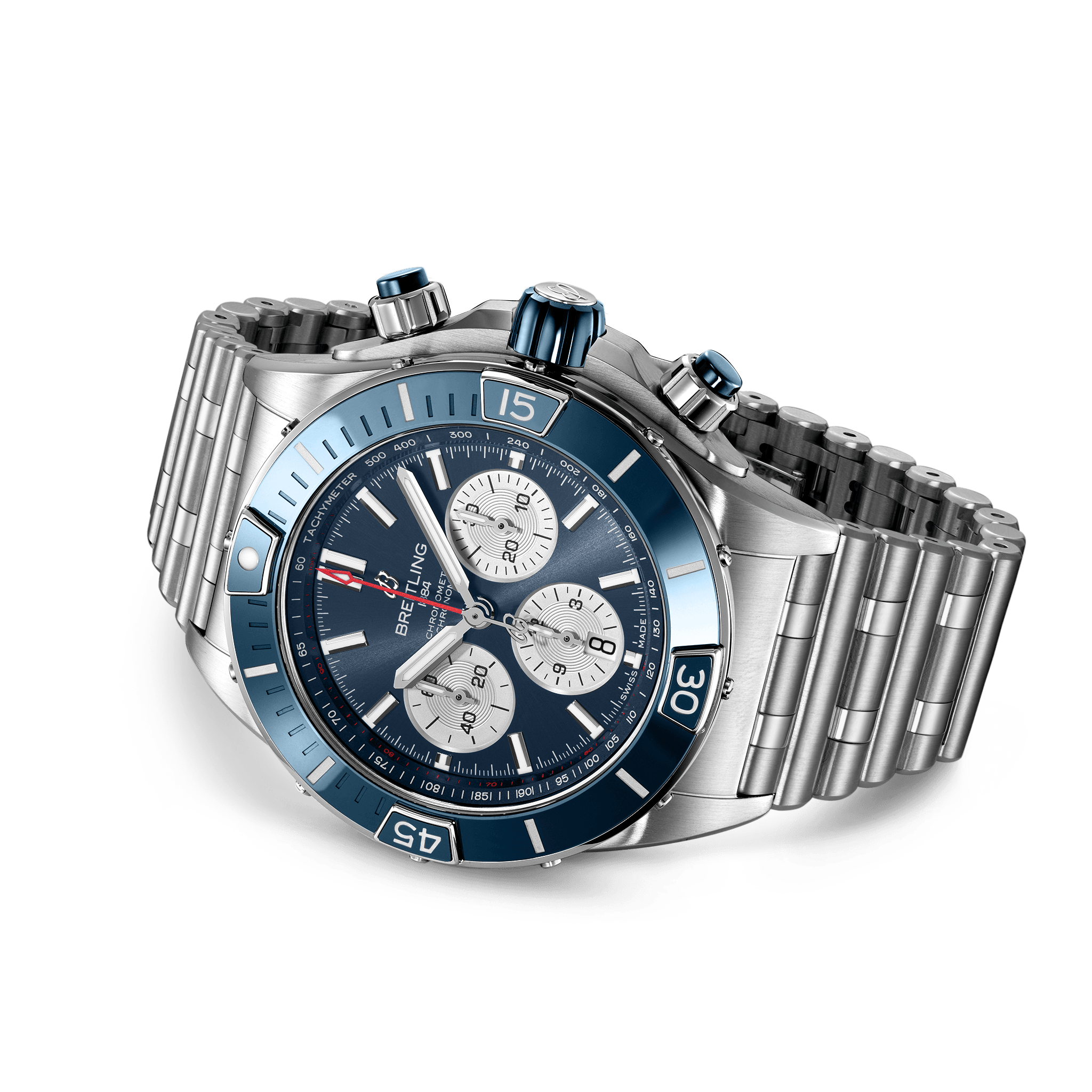 Breitling AB0136161C1A1 Breitling Super Chronomat B01 44 stål blå sidobild