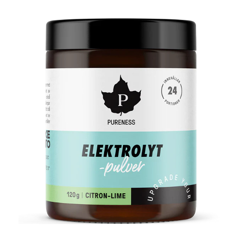 Elektrolytpulver från Pureness med smak av citron/lime för vätskebalansen 120g