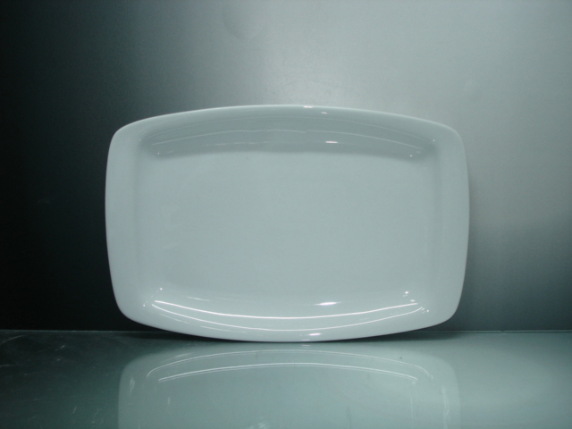 Rectangular Porcelain Plate Rounded Edges - 6 pack - 4