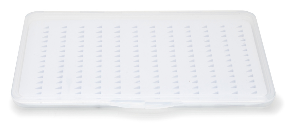 A slim fly box that holds many nymphs and dry flies