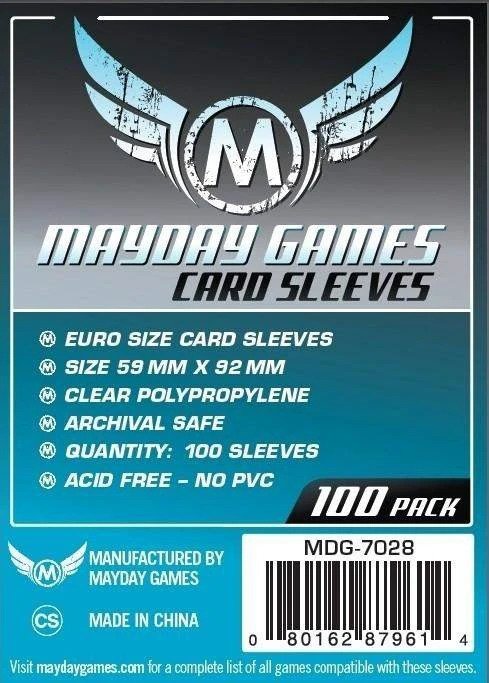 Mayday Euro Card Sleeves - 59 x 92 mm - 100 Pack