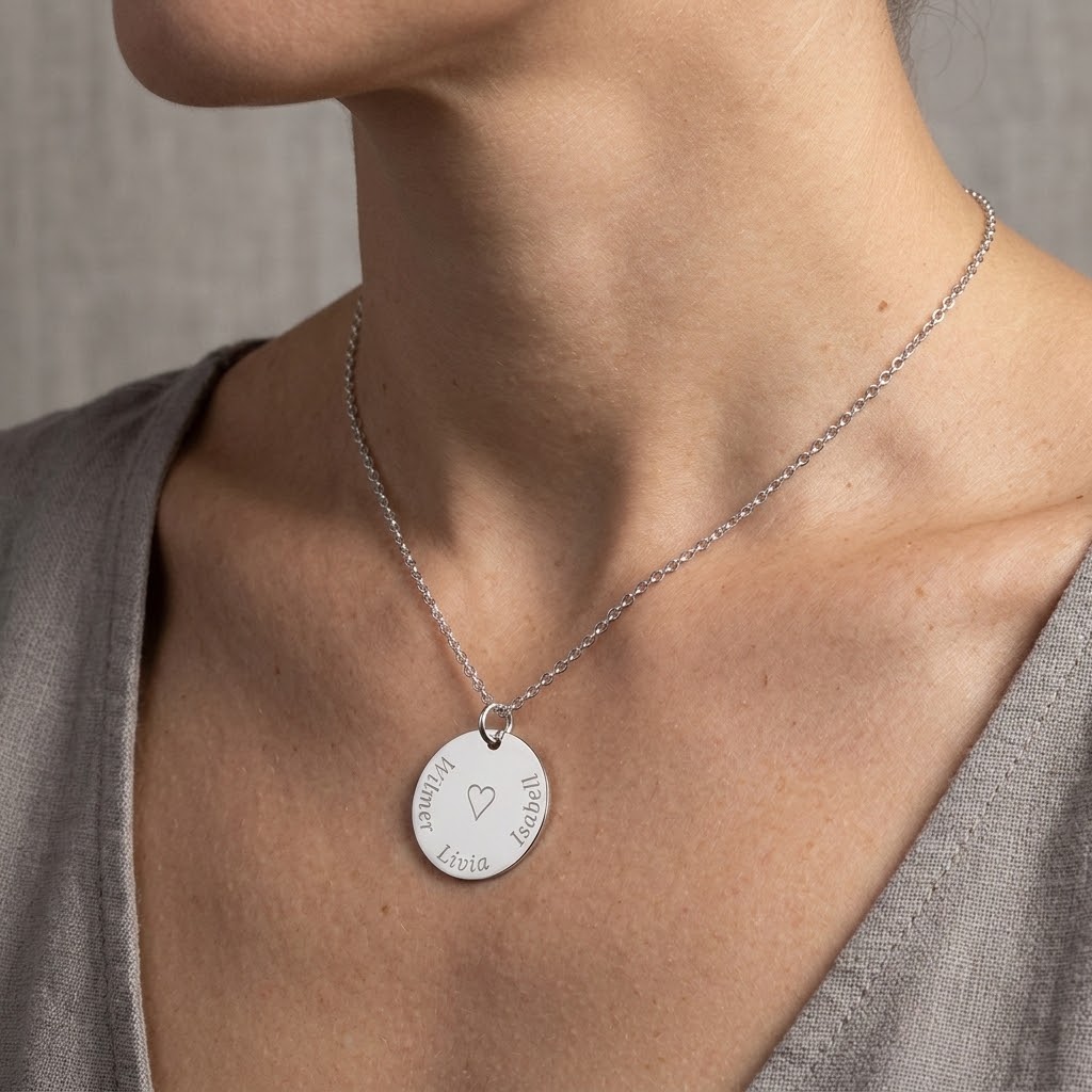 Stor coin, Halsband med gravyr - Silver - 3