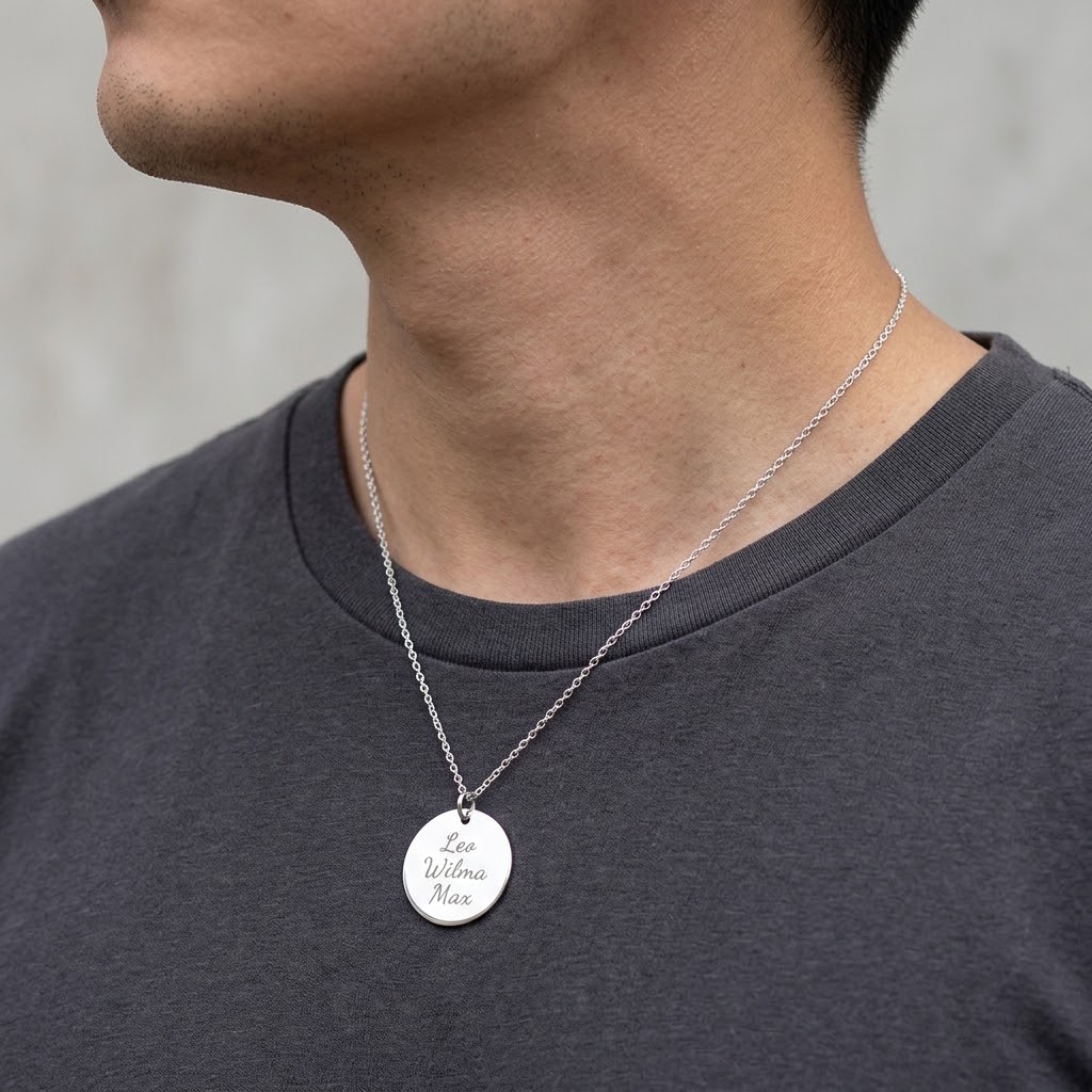 Stor coin, Halsband med gravyr - Silver - 4