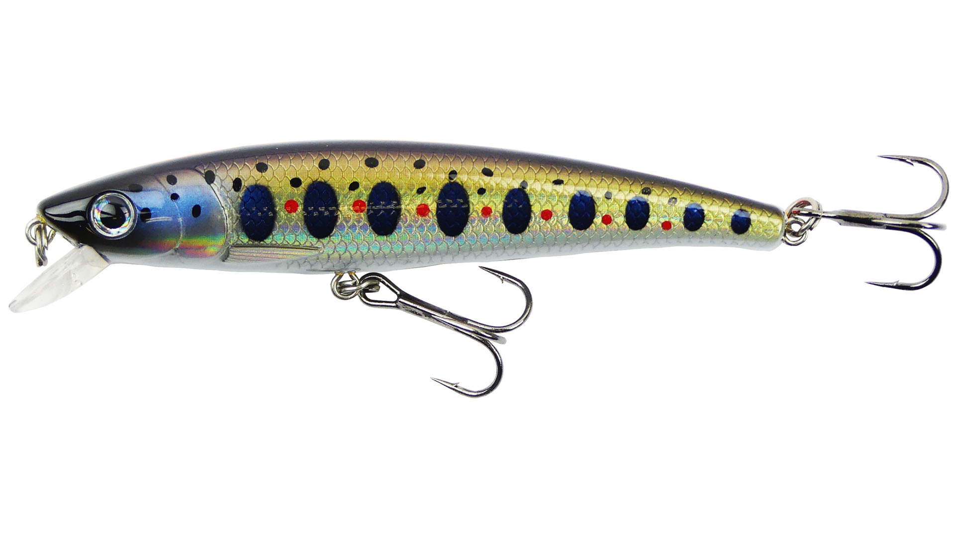 Det perfekta betet för lax- och öringtrolling. Fungerar givetvis lika bra att spinnfiska abborre och gädda med. 9cm baby trout