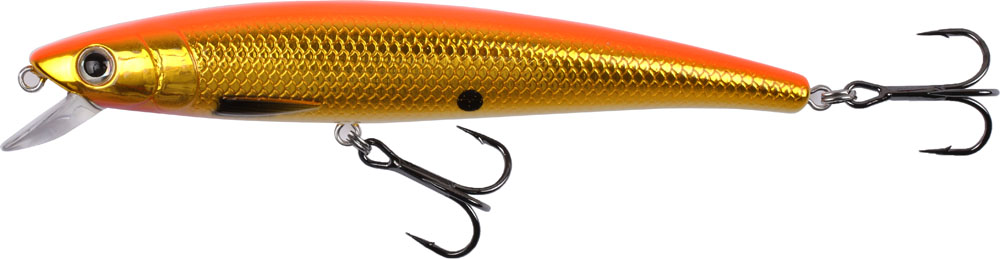 Det perfekta betet för lax- och öringtrolling. Fungerar givetvis lika bra att spinnfiska abborre och gädda med. 9cm golden shiner