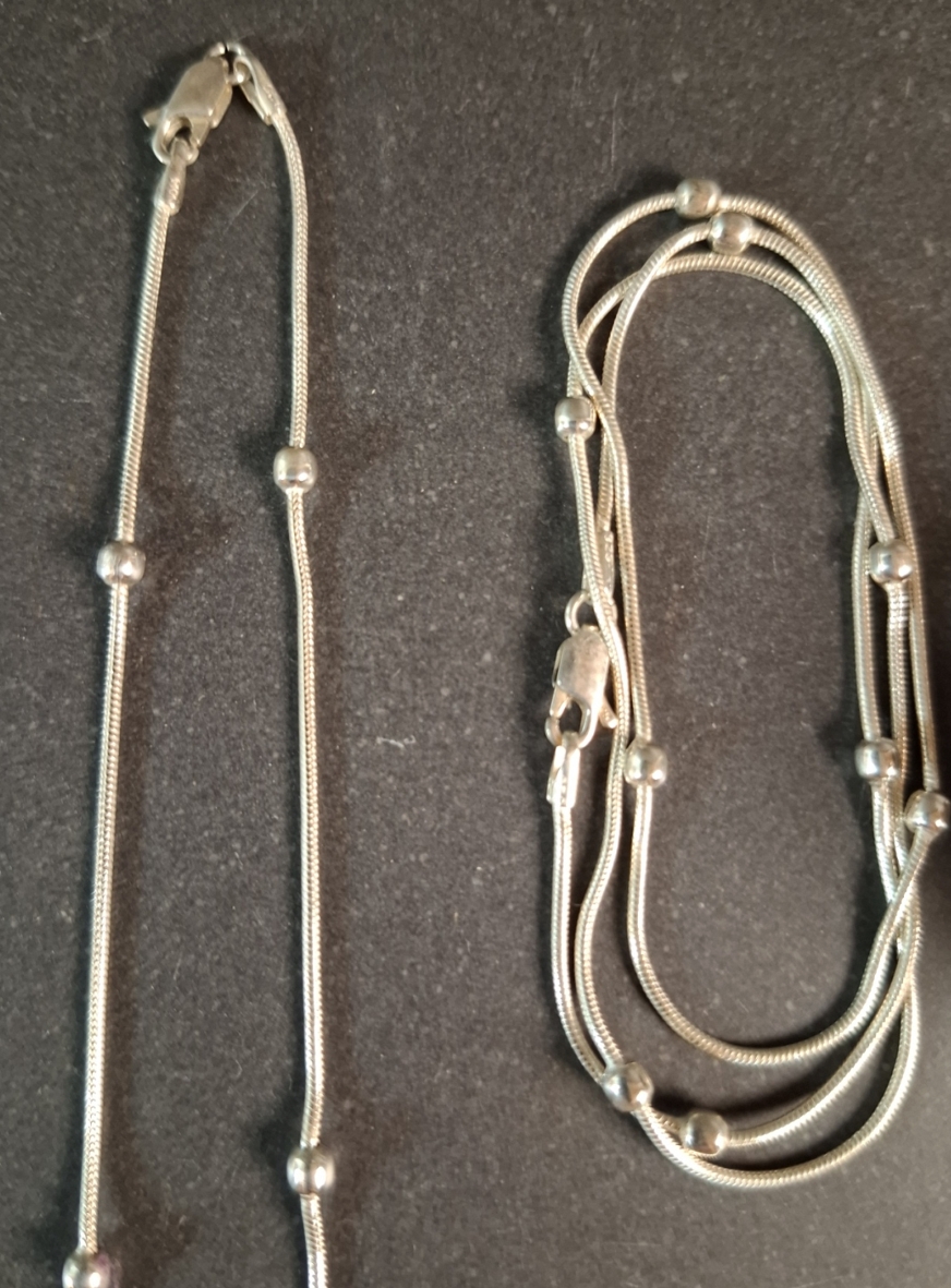 "Orm"  kedja  i Sterling Silver med Små silver kulor - 2