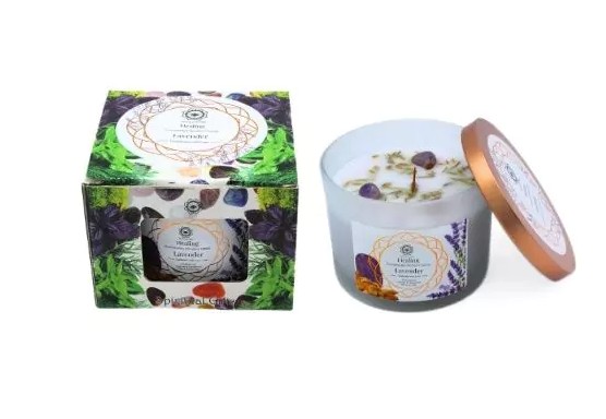 Green Tree Gemstone Candle Healing Lavender - 2