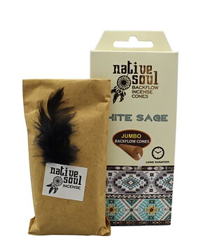 Backflow  Rökelsekoner - Native Soul Vit salvia  - Jumbo Size