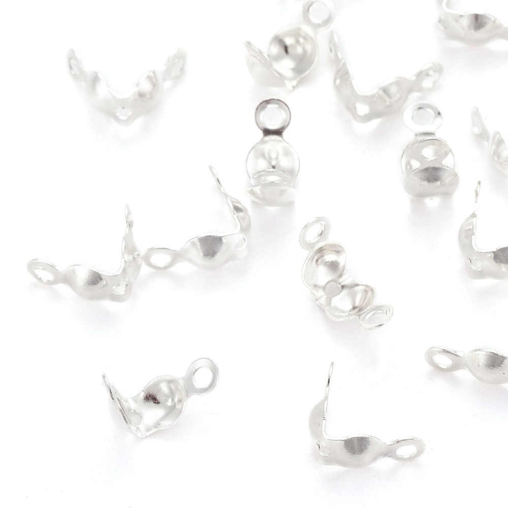 Knutgömma / calotte i mässing silverfärgad 6 mm - 30-pack - 2