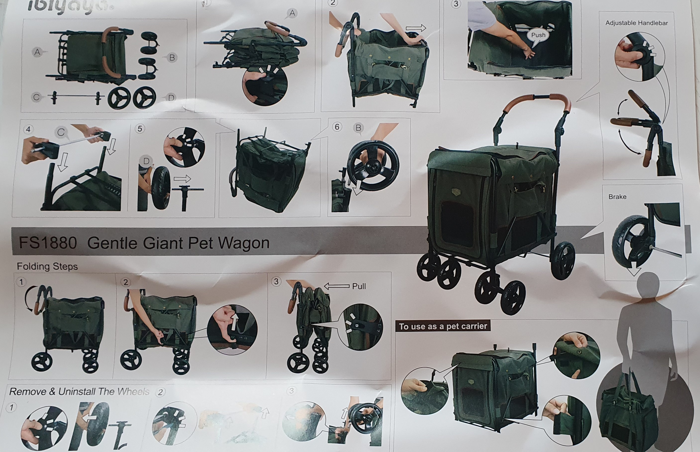GENTLE GIANT WAGON PET STROLLER - ARMY GREEN - 25