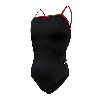 Comfortable and stylish swimsuit in black/red for the active girl.