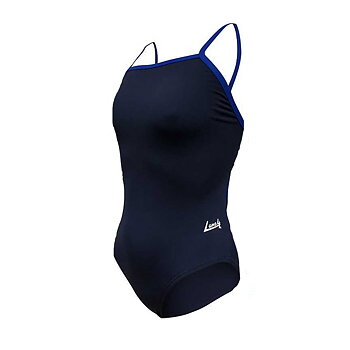 Stylish navy/blue swimsuit with thin stripes for the active girl