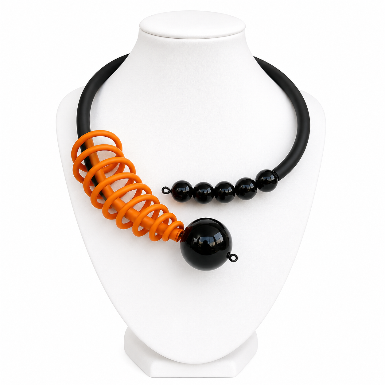  Halsband Orange gummi svart Onyx