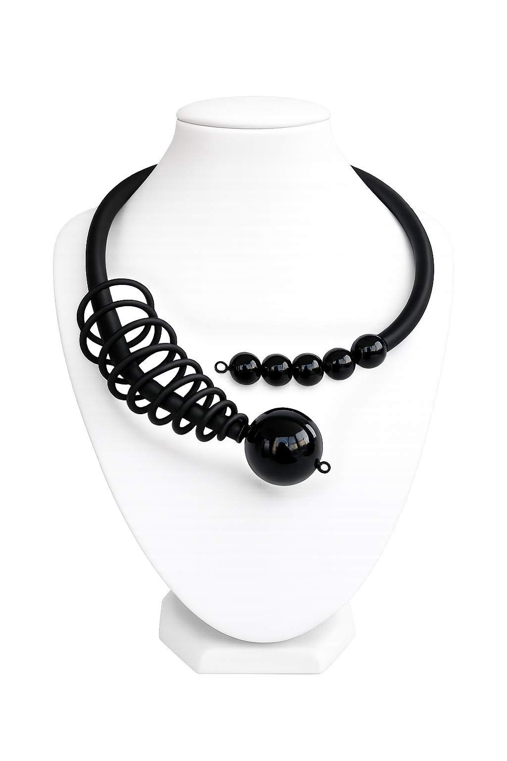 Halsband svart gummi och Onyx