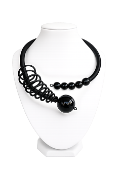Halsband svart gummi och Onyx
