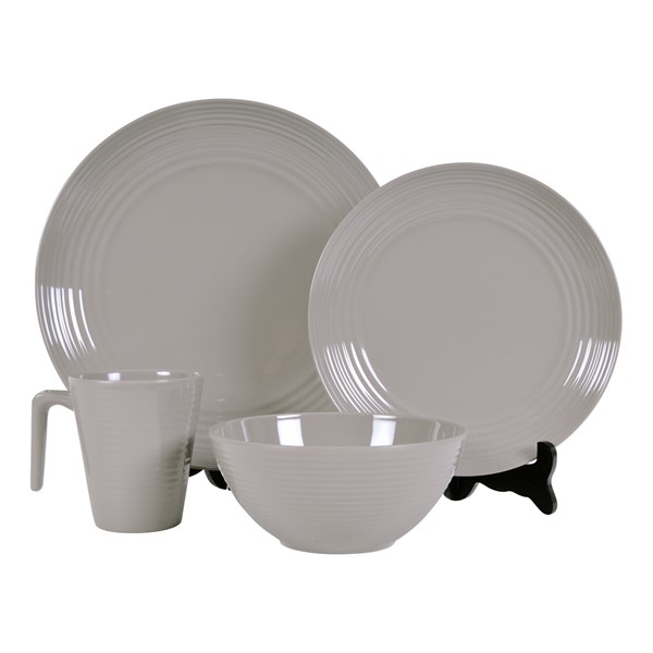 Melaminservis, Seramika grå, 12 delar