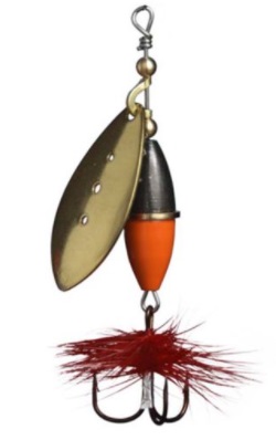 The Wipp is a spinner with very high catching power. perfect for perch, trout, char, rainbow trout and grayling. Orange/black with gold