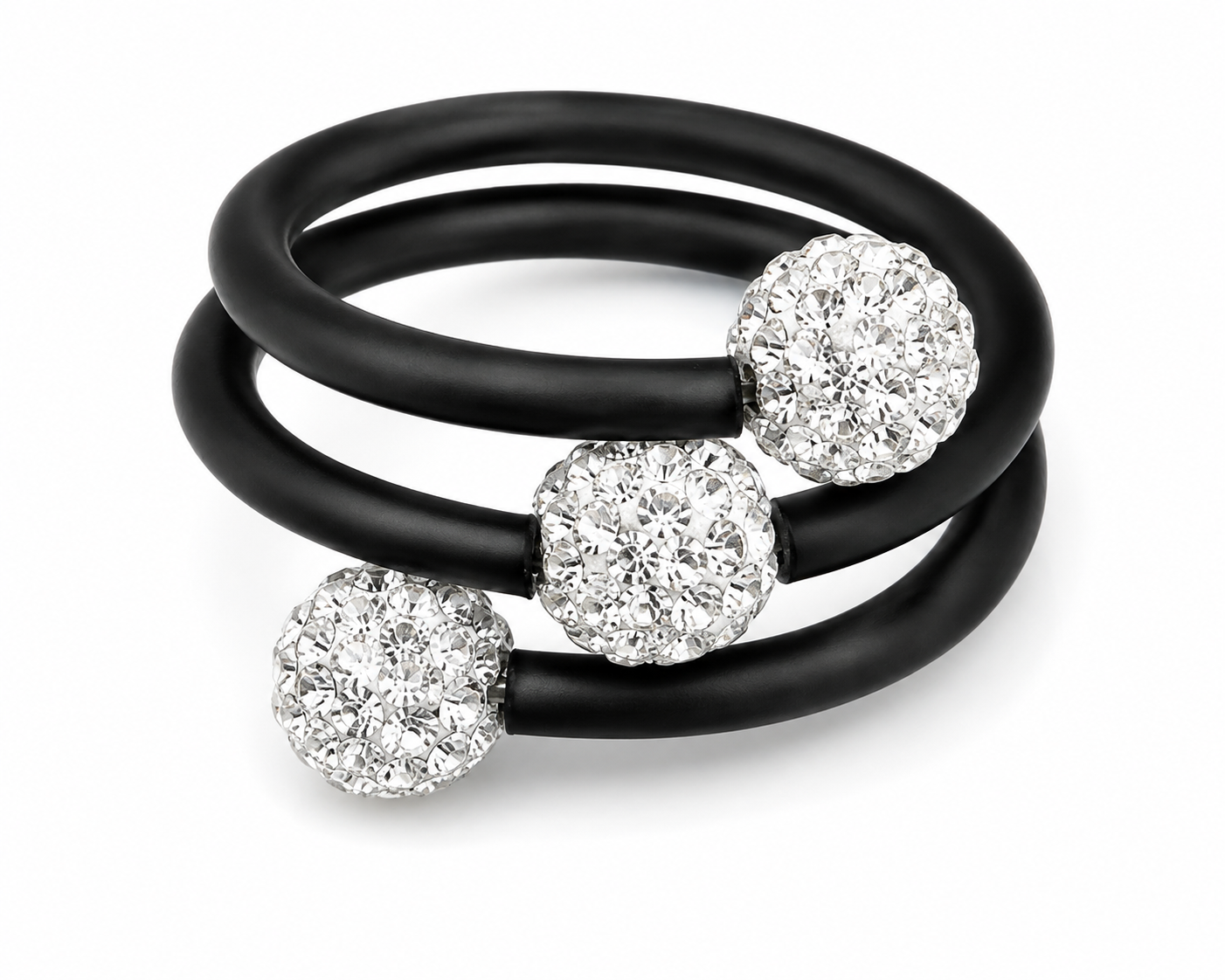 Mimmi ring Swarovski svart gummi