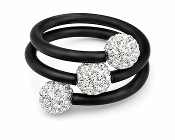 Mimmi ring Swarovski svart gummi