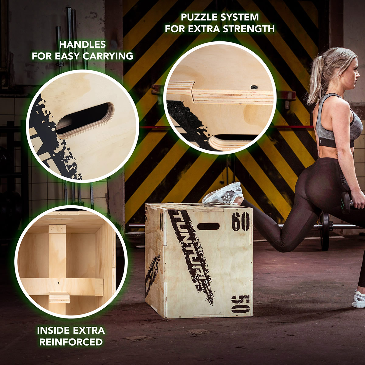 Plyometric Box Wood Tunturi 50x60x75 cm - 2