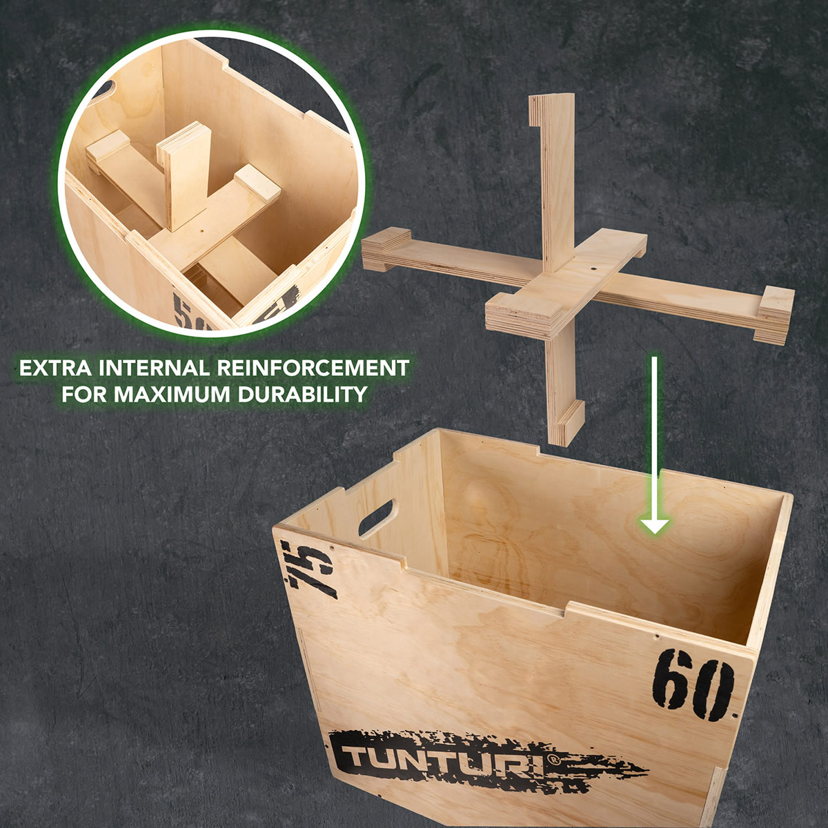 Plyometric Box Wood Tunturi 50x60x75 cm - 3