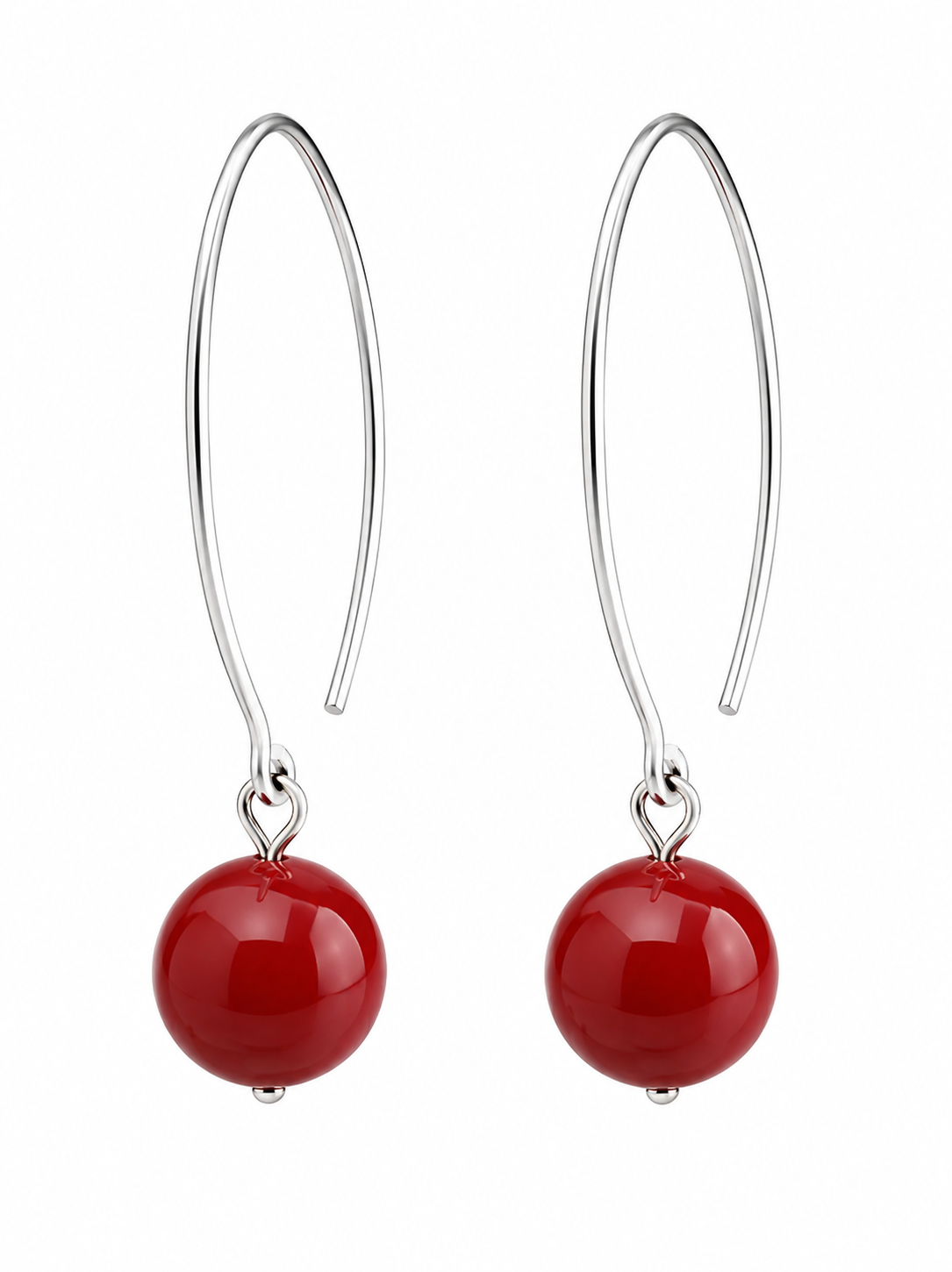 Red Earrings coral & Sterling silver 