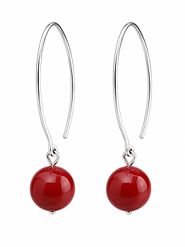 Red Earrings coral & Sterling silver 