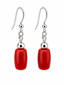 Earrings Bamba mini red corals & silver