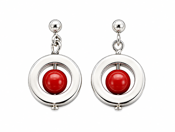 Earrings Iris red corals & silver