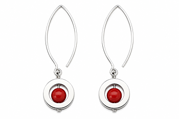Earrings Linda red corals & silver