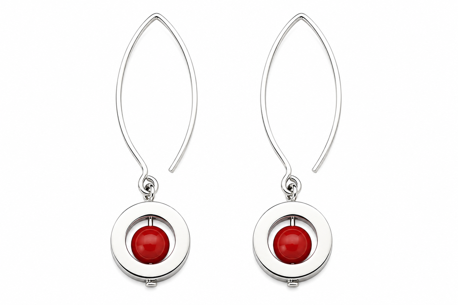 Earrings Linda red corals & silver - 2