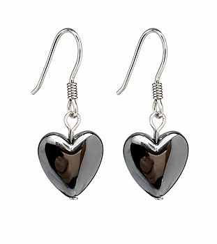Earring Hematite heart 