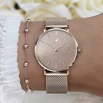 Montre Femme Champagne, Maille Milanaise