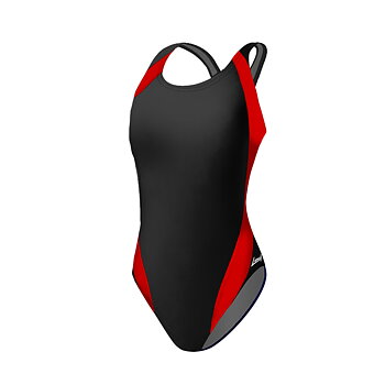 Classic and timeless swimsuit in black/red for exercise, training and practice for girls