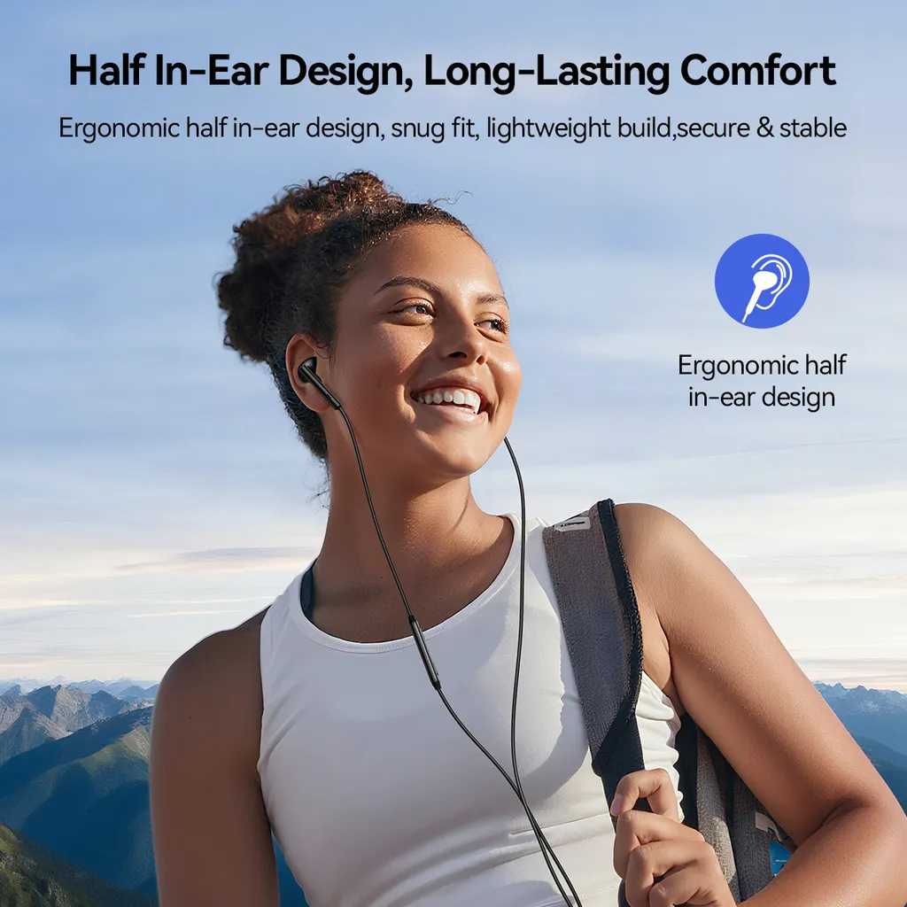 SiGN USB-C-serien Half In-Ear-hörlurar med kabel – Svart - 5