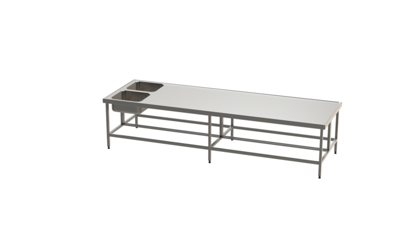 Molins Rostfri dubbelsidig bänk med 2xDE-55 1230mm djup