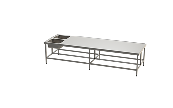 Molins Rostfri dubbelsidig bänk med 2xDE-55 1230mm djup