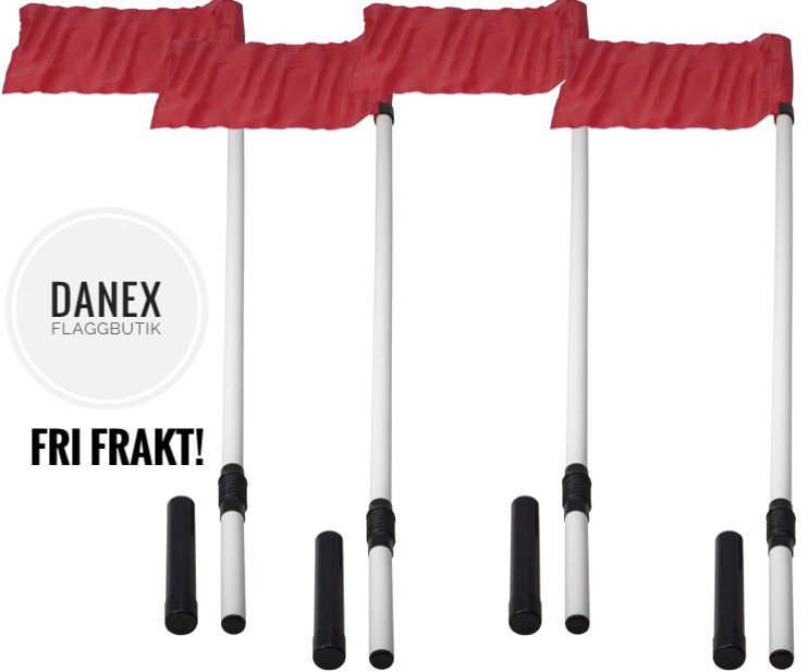 Hörnstolpar 4st ink röd flagga 