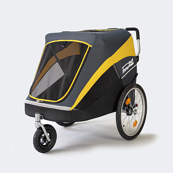 INNOPET  HERCULES 2.0 XLarge Dog Stroller & Bike Trailer - Grey/Yellow