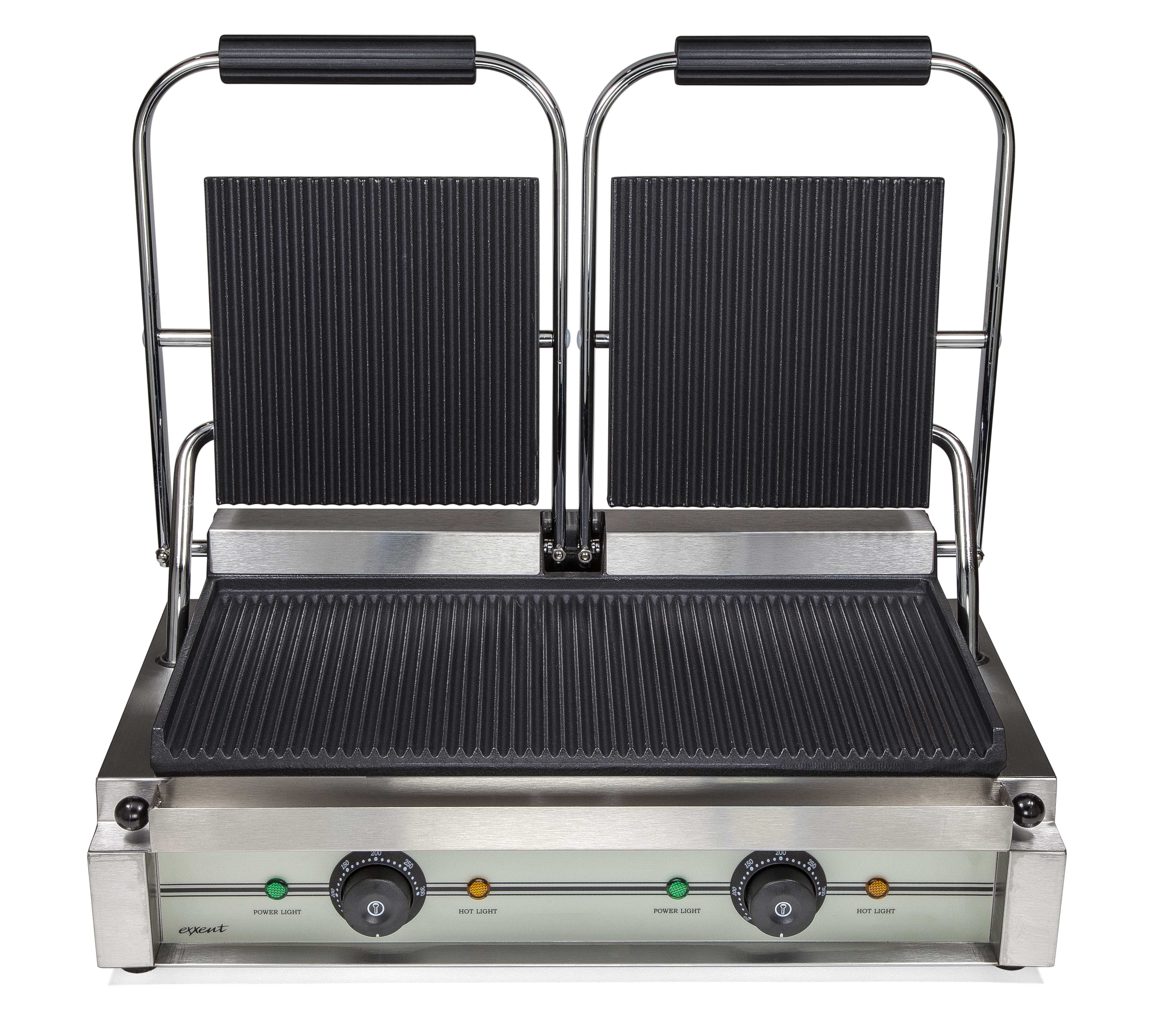 Klämgrill dubbel, räfflad platta