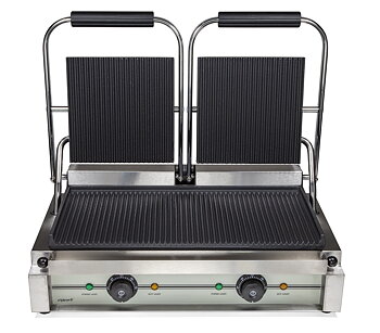 Klämgrill dubbel, räfflad platta