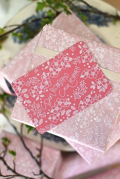 Rosa kort med rundade hörn: Den blomstertid nu kommer 