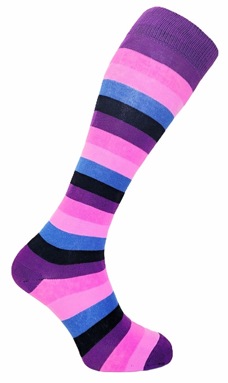 Knästrumpor Purple and Pink Thick Striped