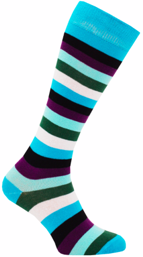 Knästrumpor Turquoise Rainbow Thick Striped
