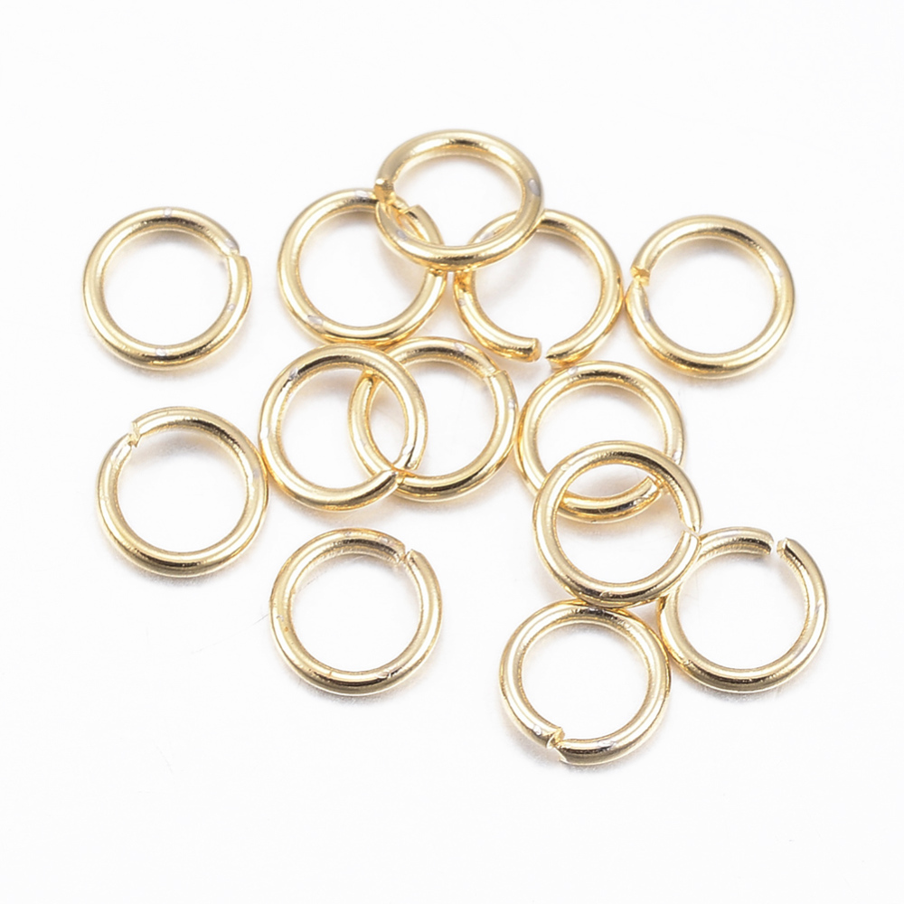Motringar öppna rostfritt stål 4 mm 18K guldplätering, 25-pack